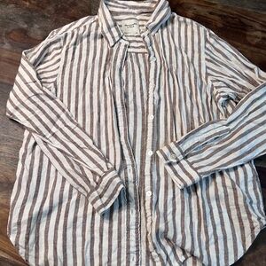 Abercrombie & Fitch Brown Striped Casual Shirt